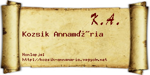 Kozsik Annamária névjegykártya